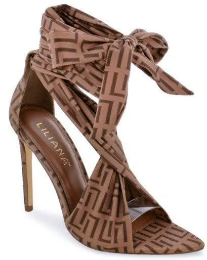 LACE UP MONOGRAM HEELS
