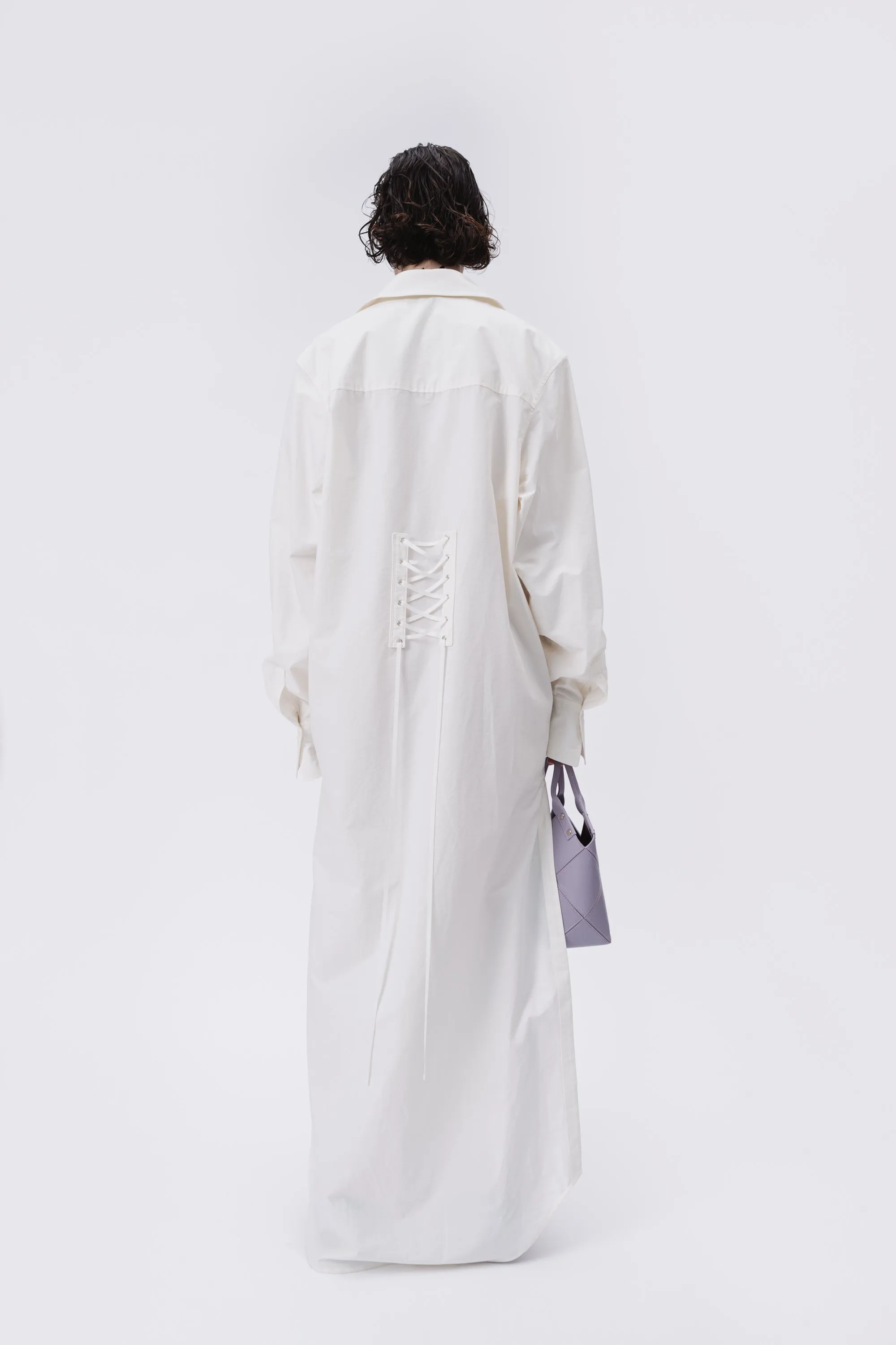Lace-up Nylon Shirt Dress