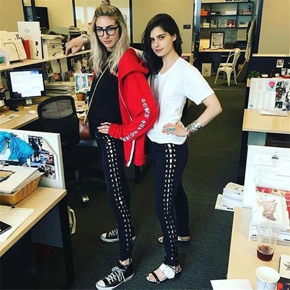 Lace-Up Rivet Jeans