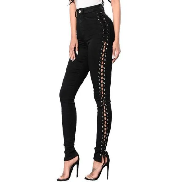 Lace-Up Rivet Jeans