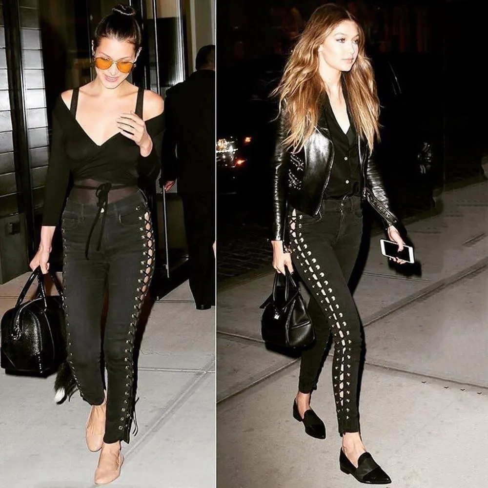 Lace-Up Rivet Jeans