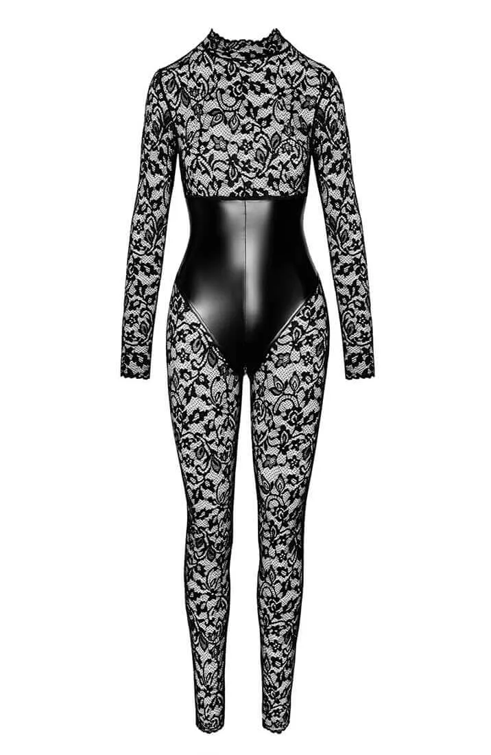Lace X Wet look catsuit - Touché!
