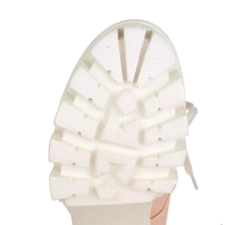 Ladies Lace Up High Heels New Sexy Thick Sole Punk Winter Snowshoes