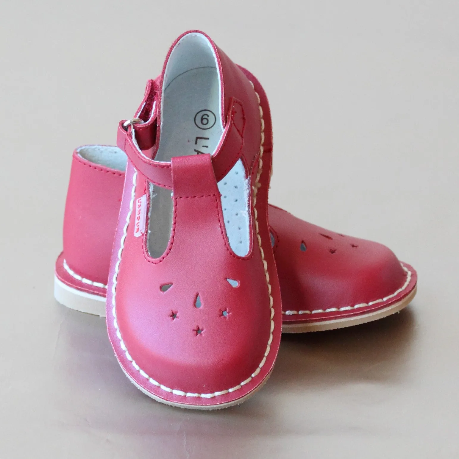 L'Amour Girls Nouveau Classic T-Strap Leather Mary Jane