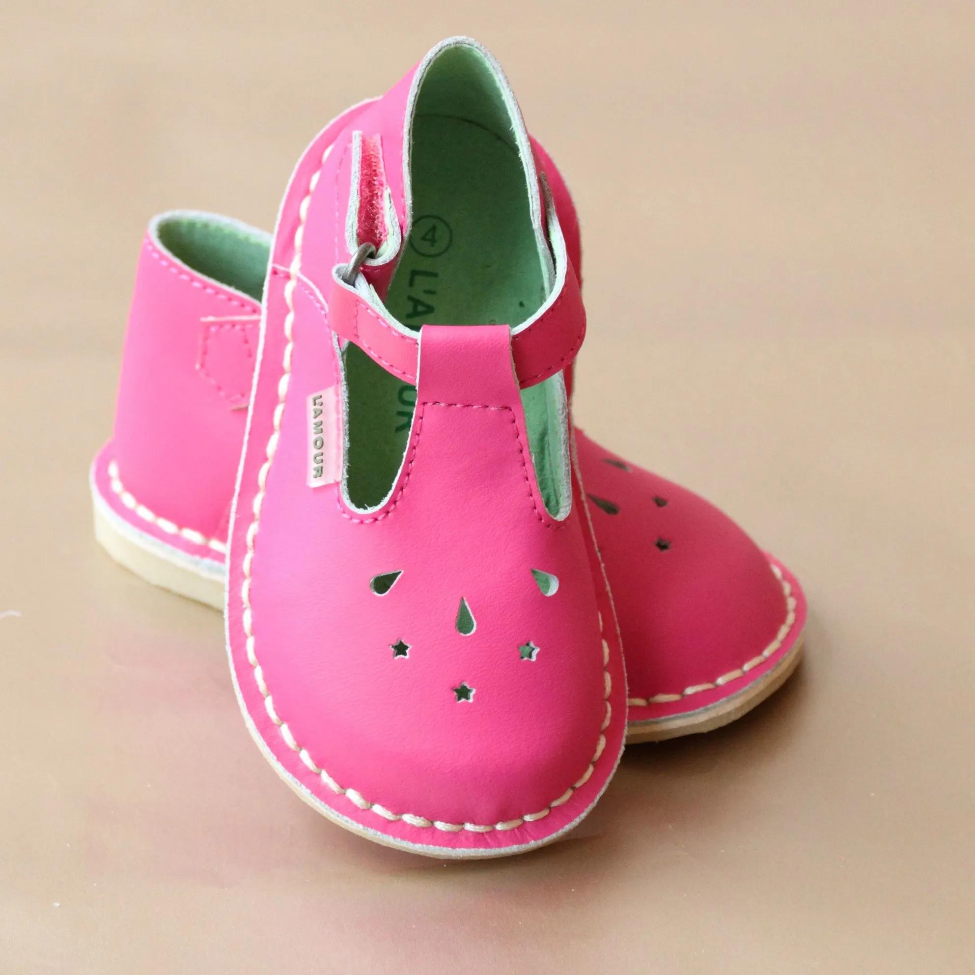 L'Amour Girls Nouveau Classic T-Strap Leather Mary Jane