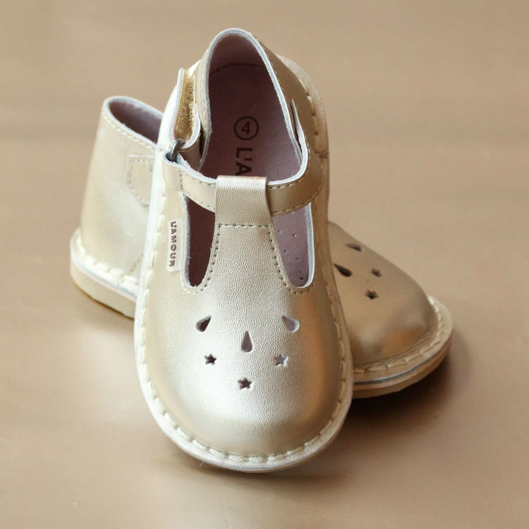 L'Amour Girls Nouveau Classic T-Strap Leather Mary Jane