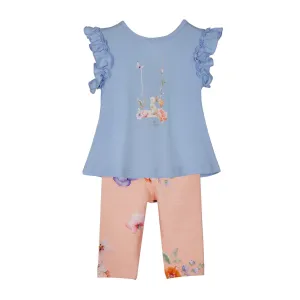 LAPIN HOUSE  - Bunny Capri Legging Set - Peach/Blue