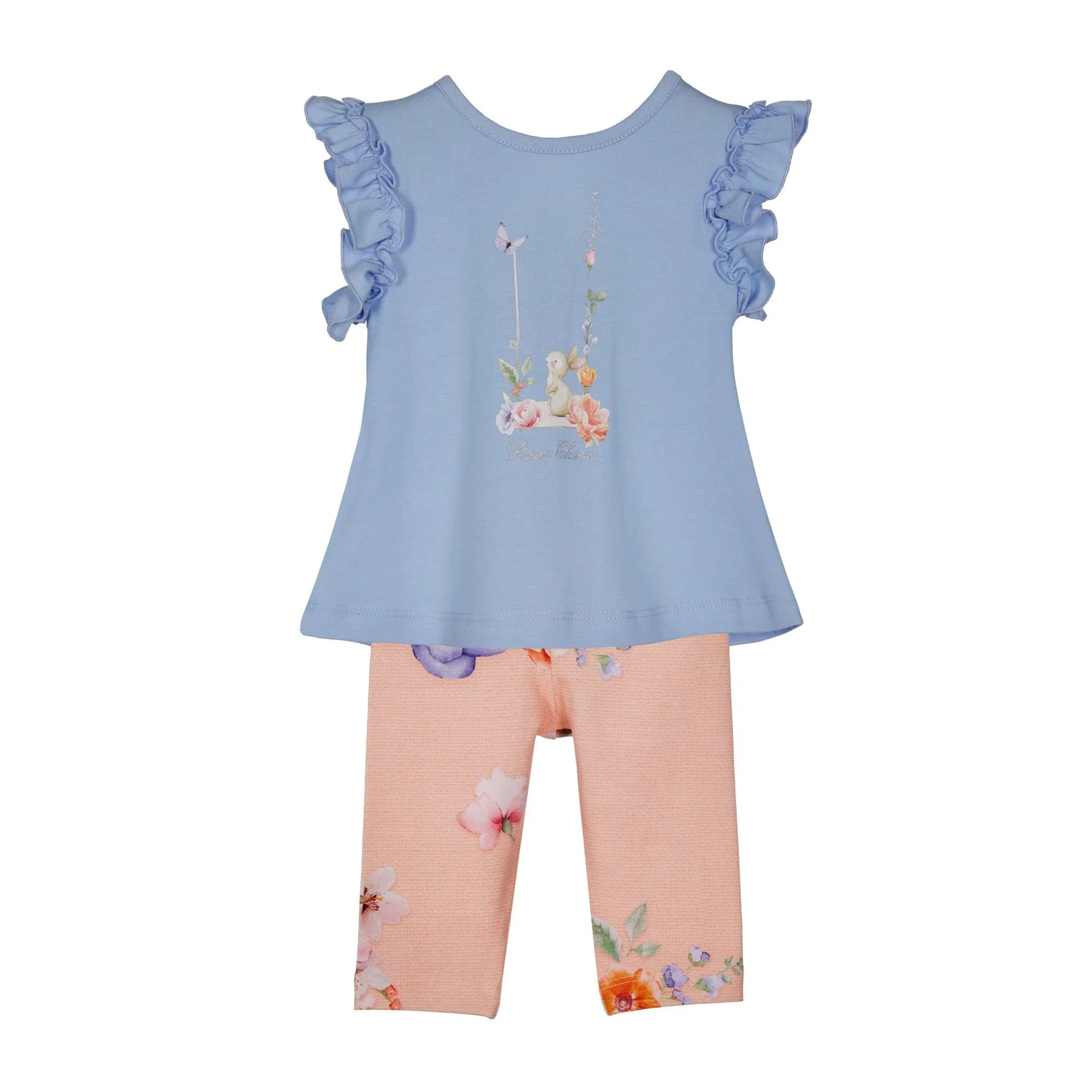 LAPIN HOUSE  - Bunny Capri Legging Set - Peach/Blue