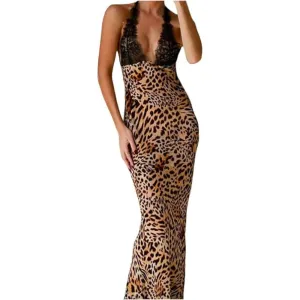 Leopard Backless Maxi Dress