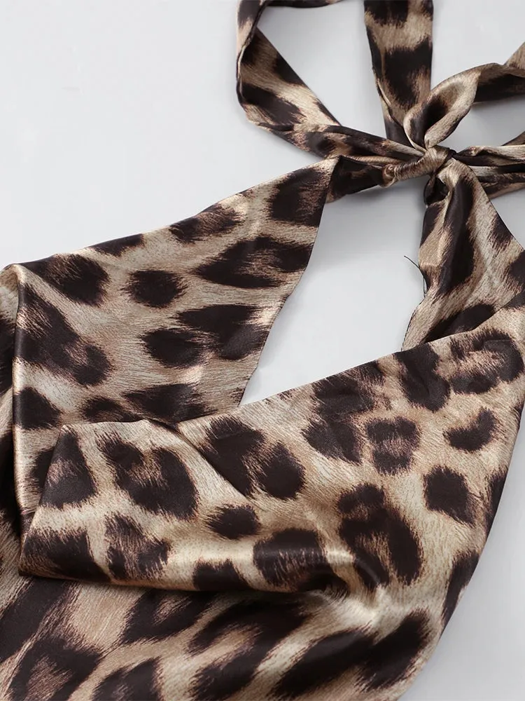 Leopard Backless Maxi Dress