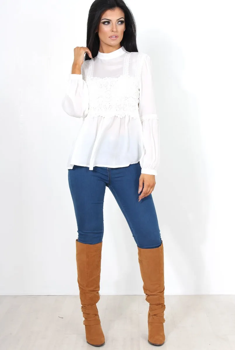 Liya White Lace Crochet Top