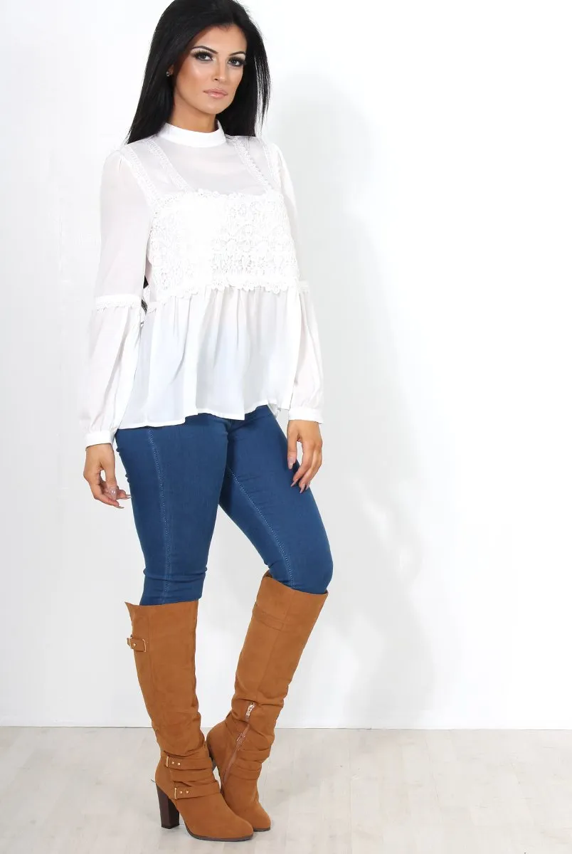 Liya White Lace Crochet Top