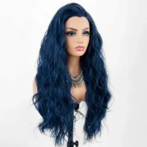 Long Blue Wavy Lace Front Wig
