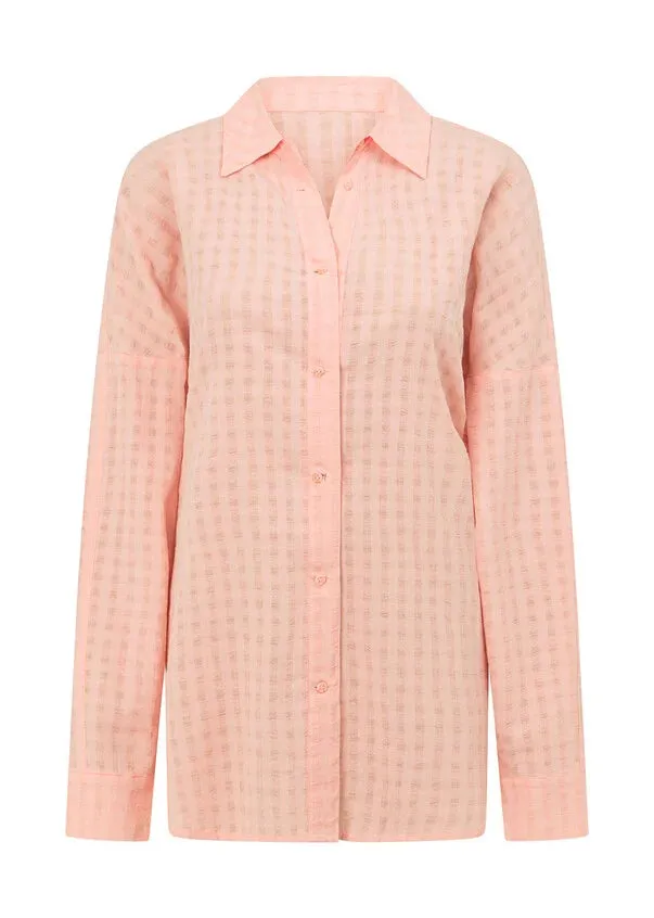 Lorna Jane Summer Stripe Textured Top - Peach