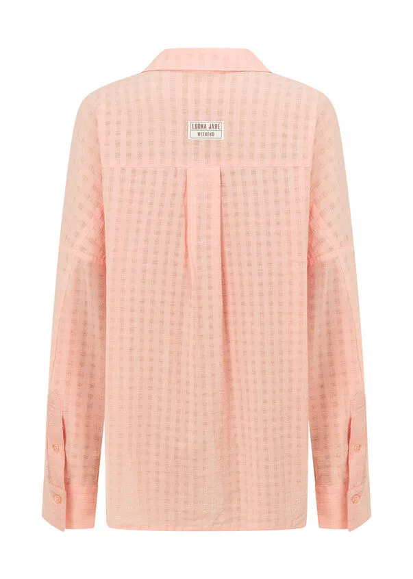 Lorna Jane Summer Stripe Textured Top - Peach