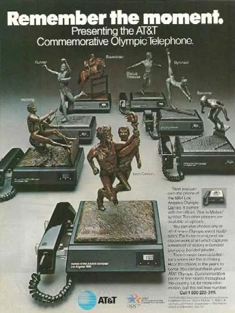 Los Angeles 1984 Olympics Commemorative Telephone with Gymnast Sculpture
