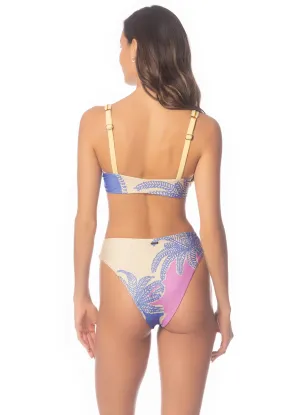 Maaji Periwinkle Palms Applauses High Rise Lace Up Bikini Bottom