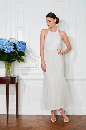 Margaret Sequin and Tulle Halter Neck Wedding Dress