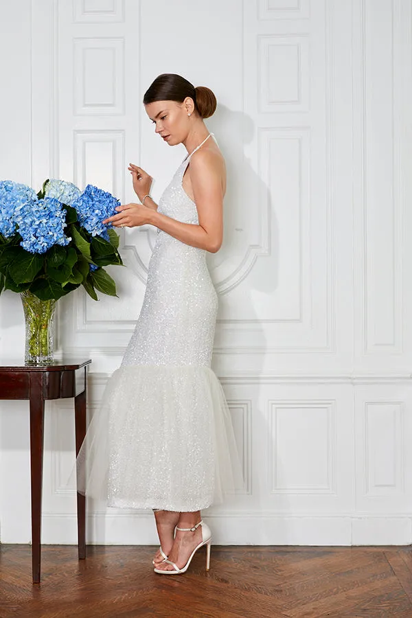 Margaret Sequin and Tulle Halter Neck Wedding Dress