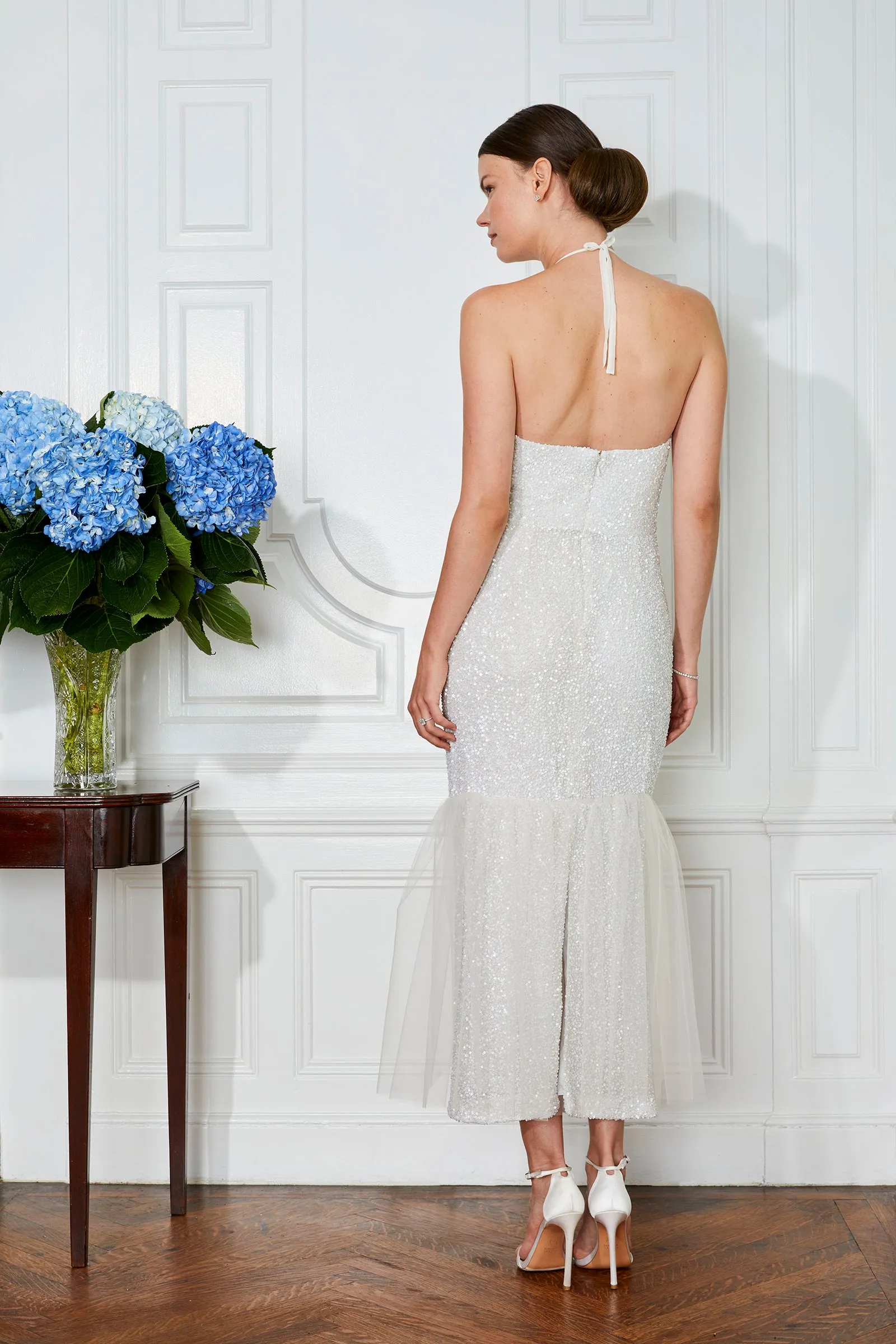 Margaret Sequin and Tulle Halter Neck Wedding Dress