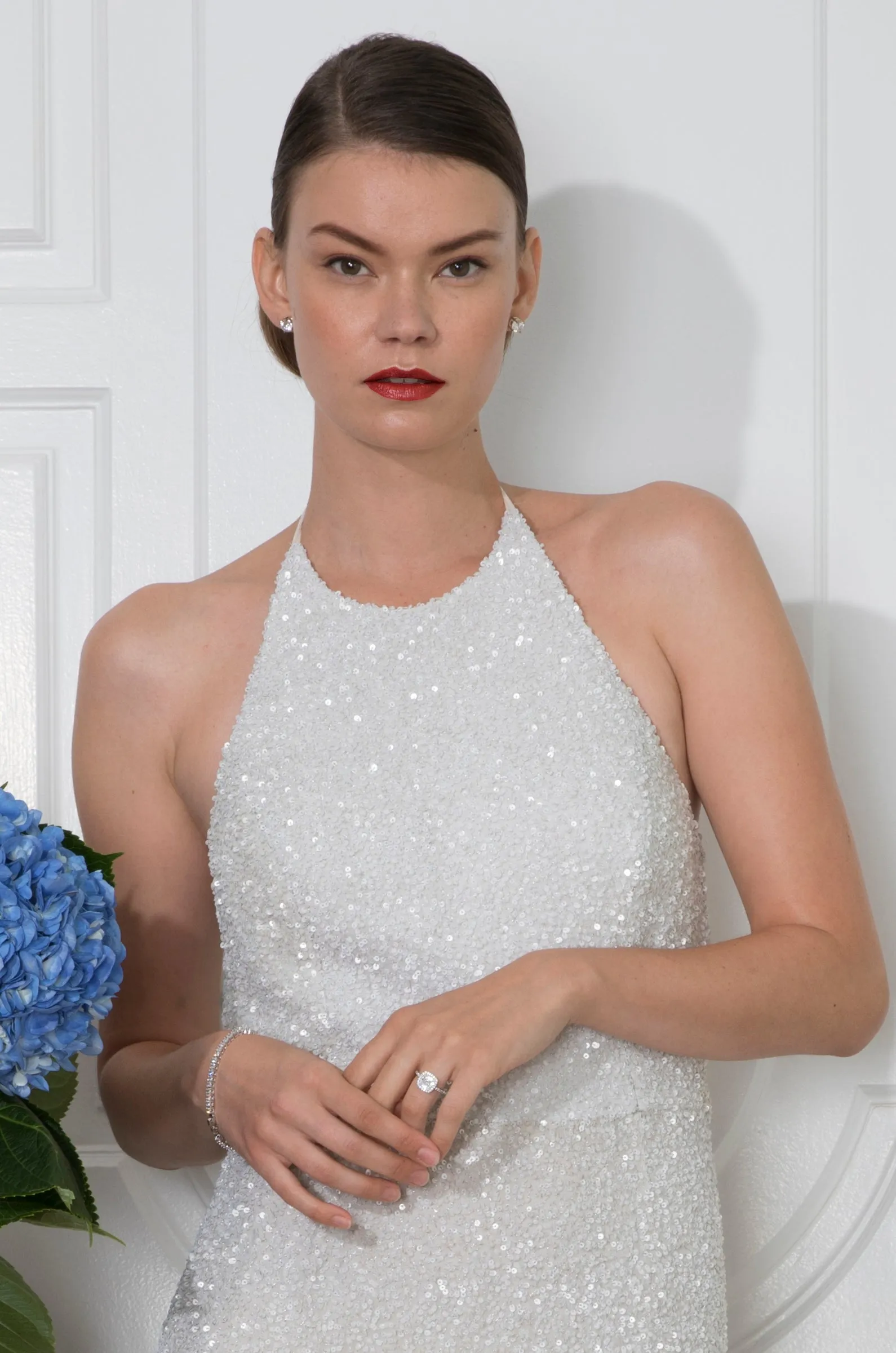 Margaret Sequin and Tulle Halter Neck Wedding Dress