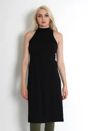 Mariah Black Ribbed Split Side Top