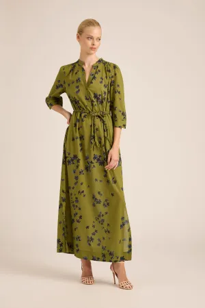 MARY HARPER OLIVE COTTON LONG DRESS
