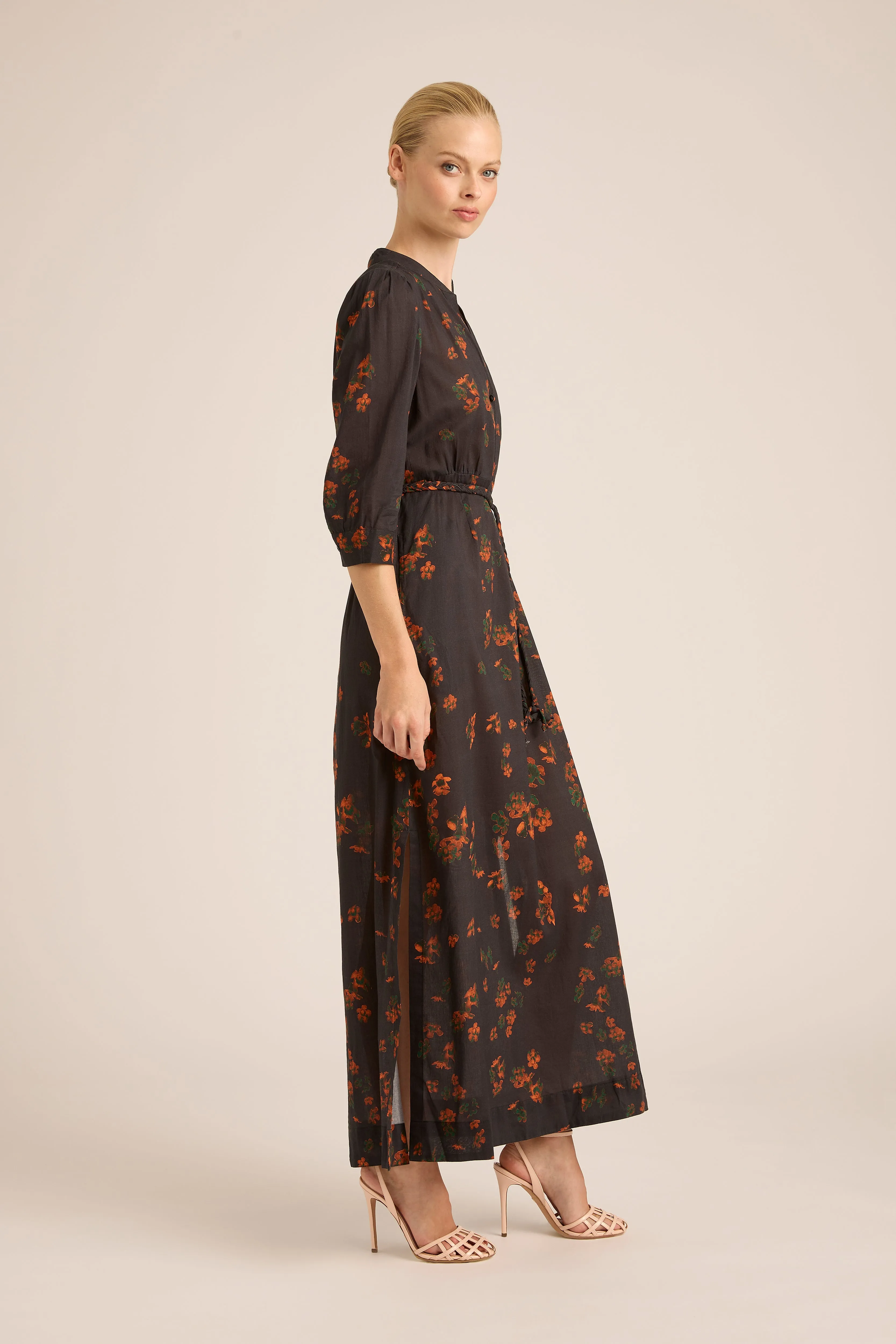 MARY HARPER SMOKE LONG COTTON DRESS