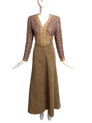 MARY MCFADDEN- 1990s Embellished Plisse Evening Gown, Size 4