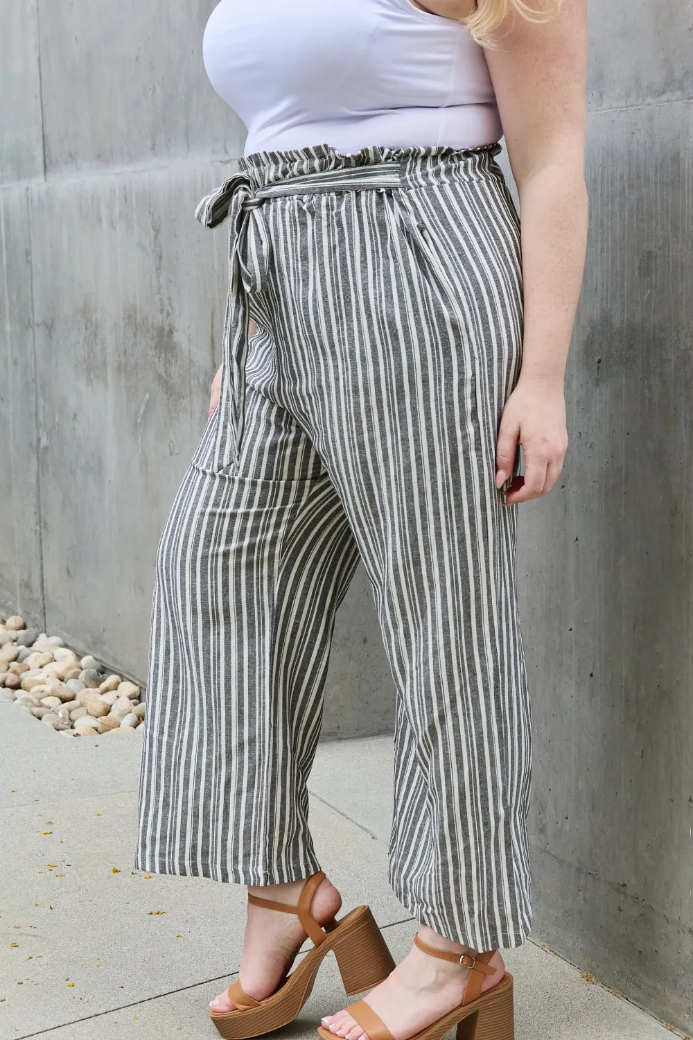 Mary Paperbag Waist Striped Culotte Pants