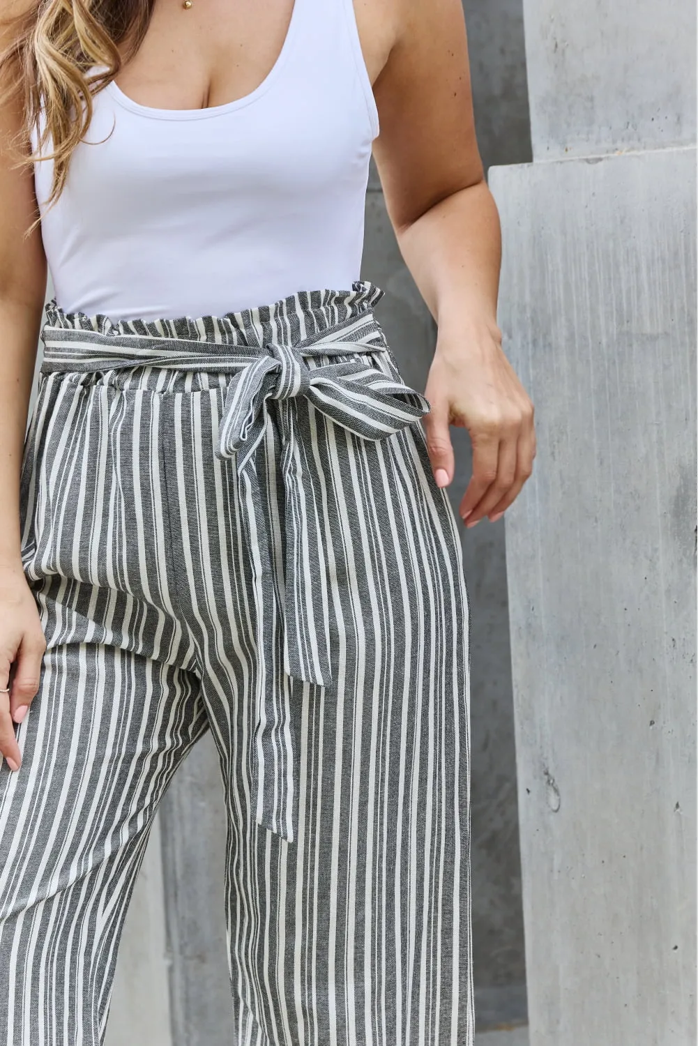 Mary Paperbag Waist Striped Culotte Pants