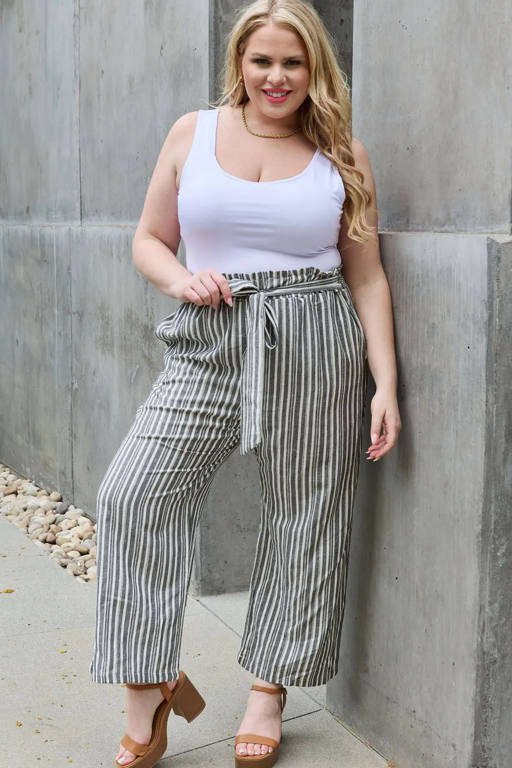 Mary Paperbag Waist Striped Culotte Pants