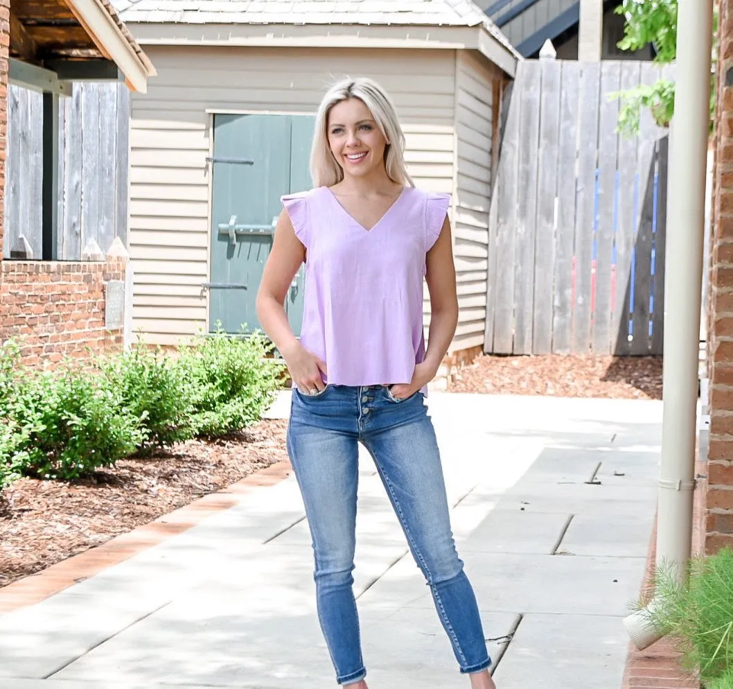 Mary Ruffle Top- Lavender