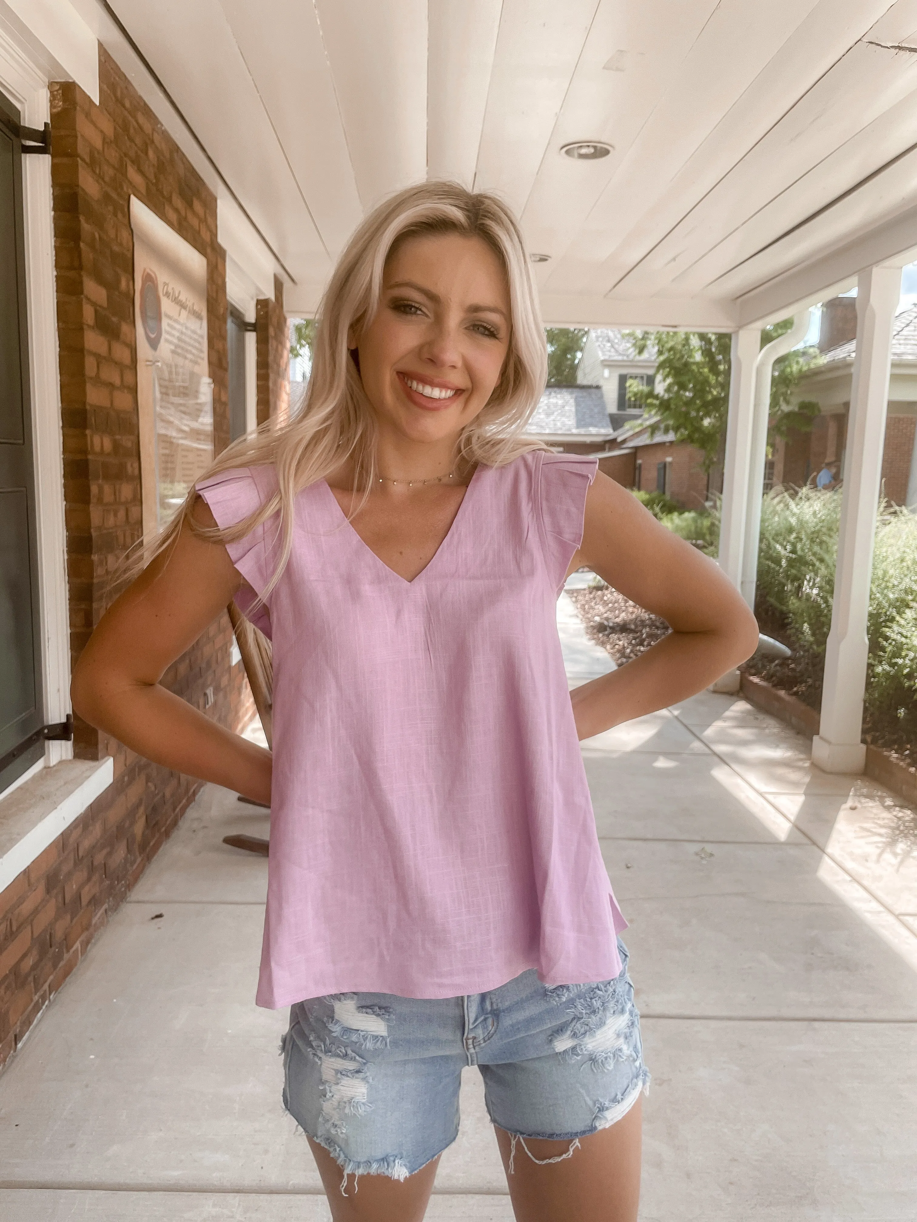 Mary Ruffle Top- Lavender
