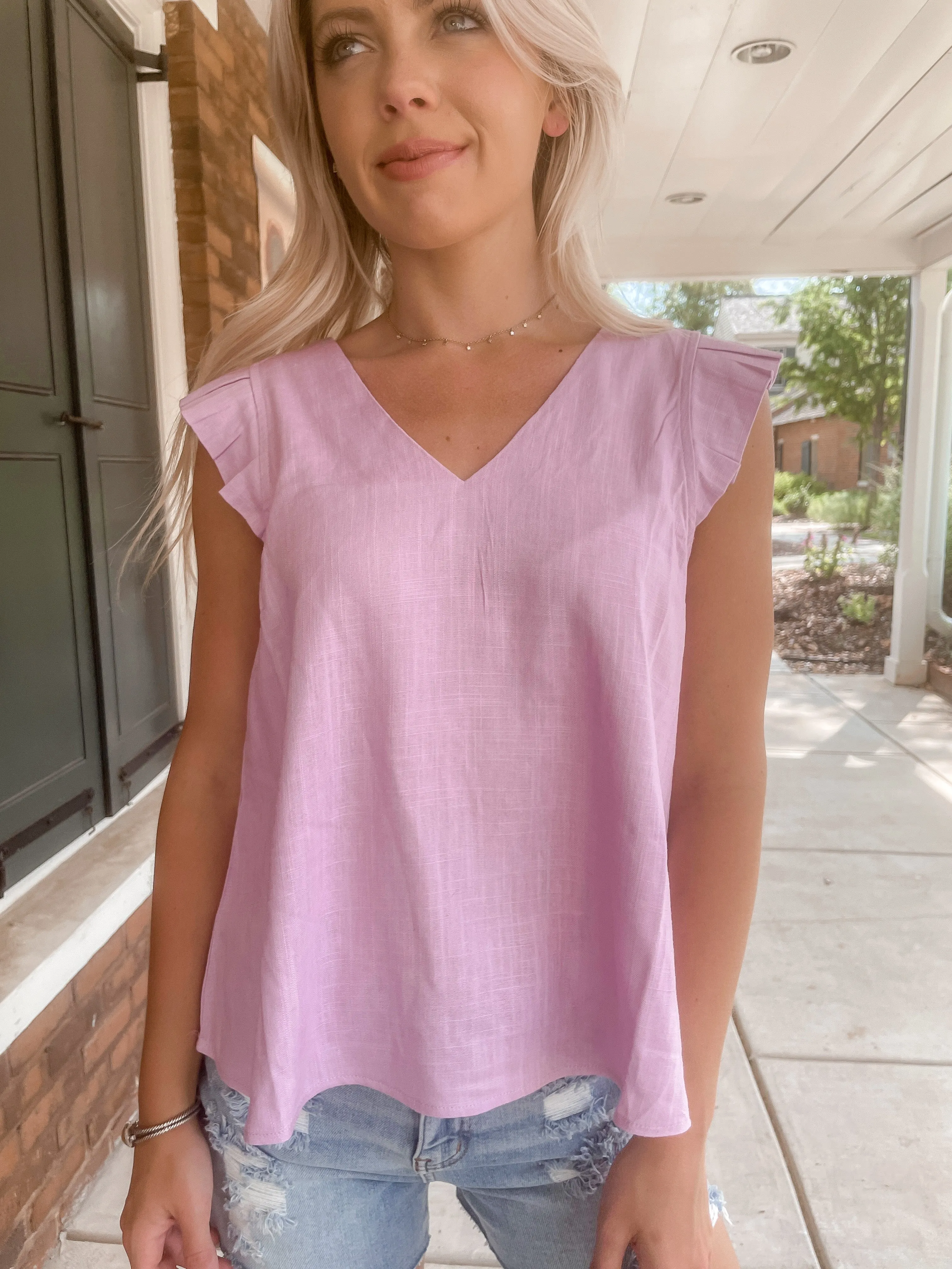 Mary Ruffle Top- Lavender