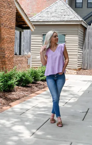 Mary Ruffle Top- Lavender