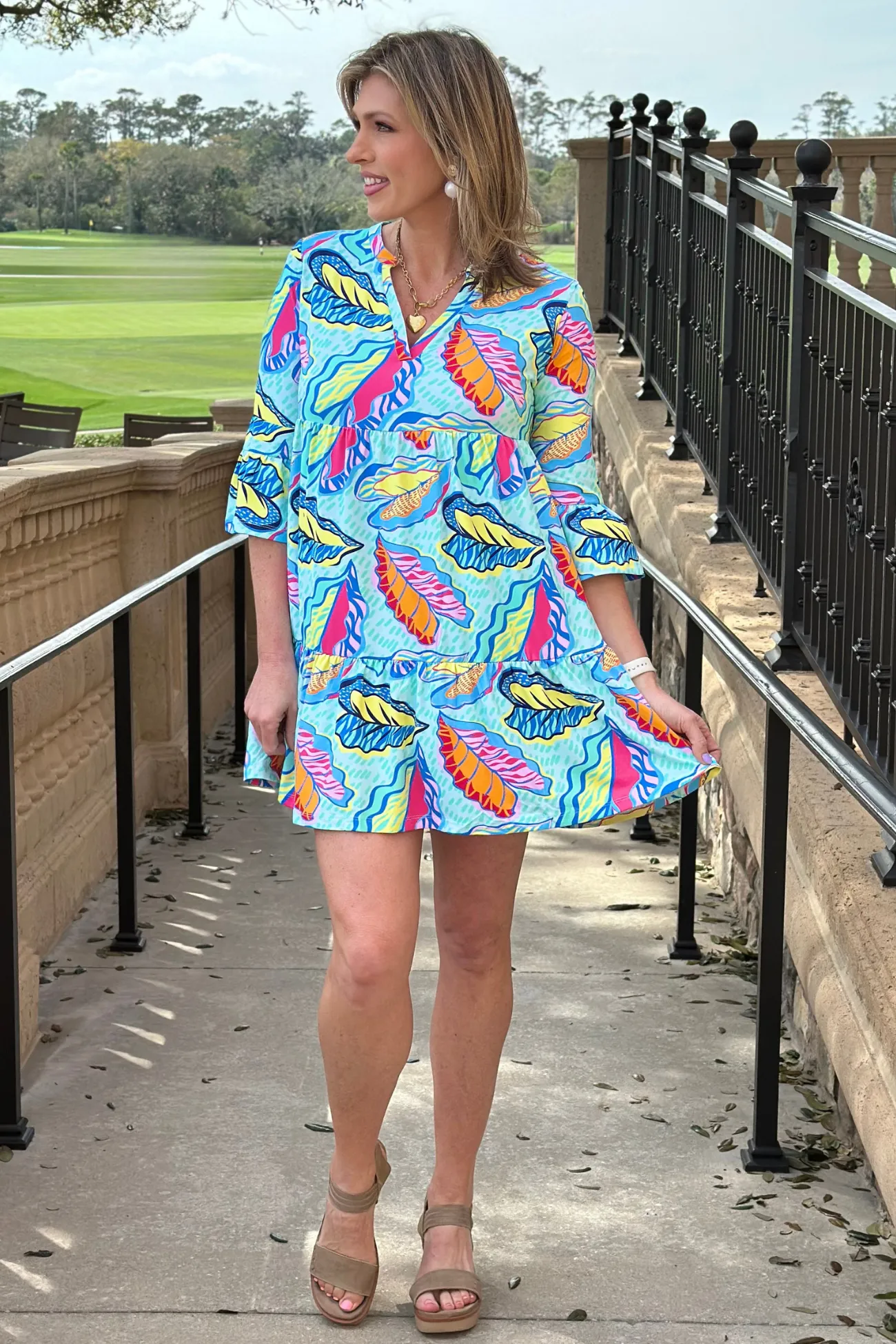 Mary Square Laguna Island Time Dress in Mint