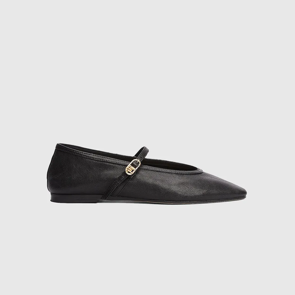 Maryjane Leather Ballerina - Black