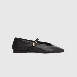 Maryjane Leather Ballerina - Black