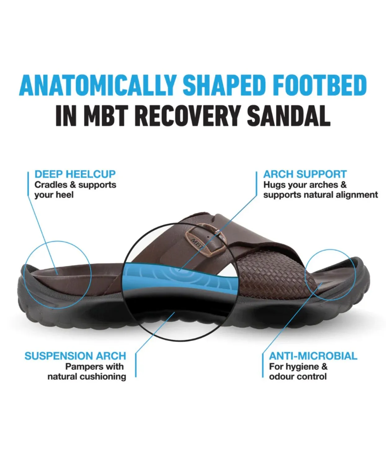 MBT Haru Brown Mens Recovery Sandals