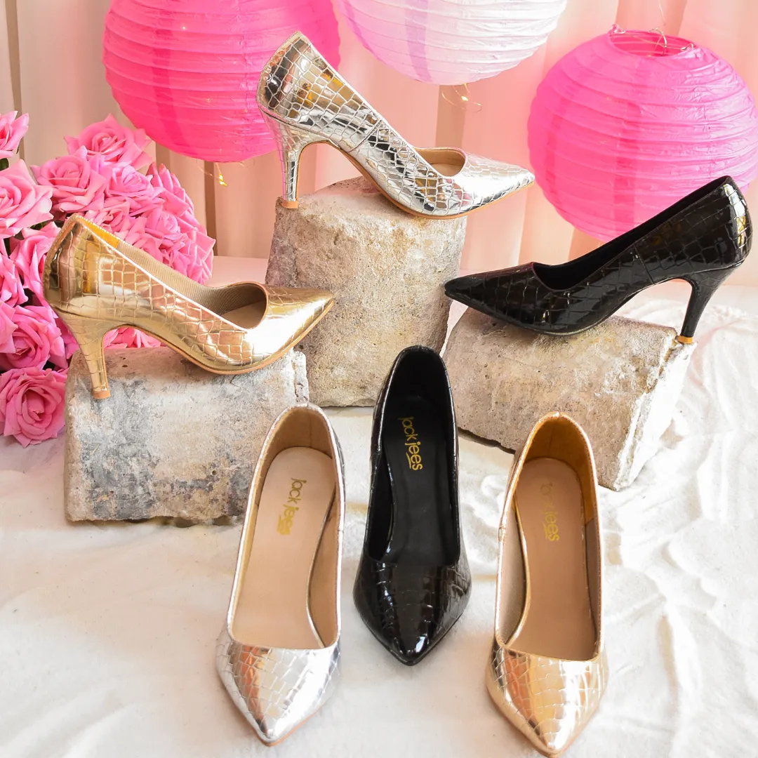 Metallic Muse Heels Black