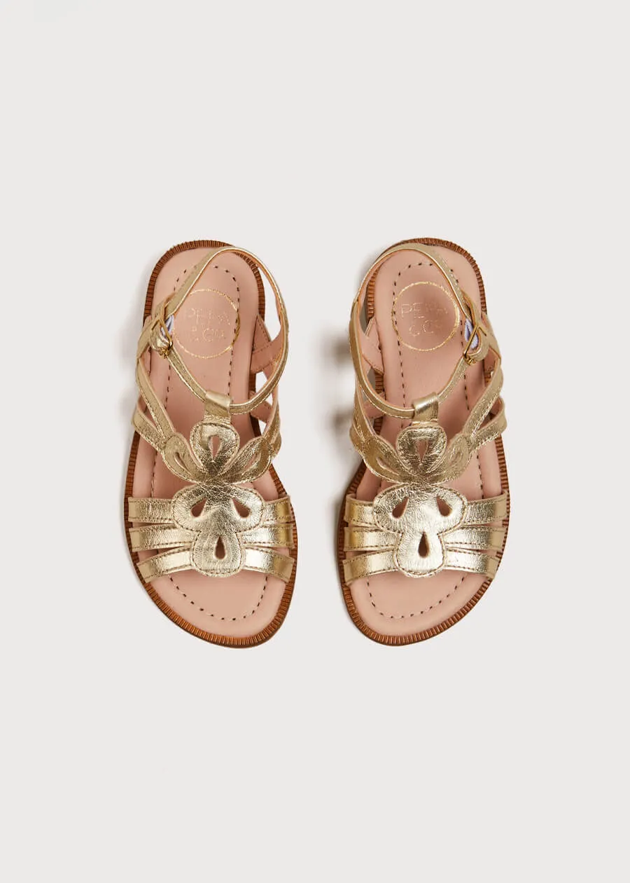 Metallic Strappy Leather Sandals in Gold (24-35EU)