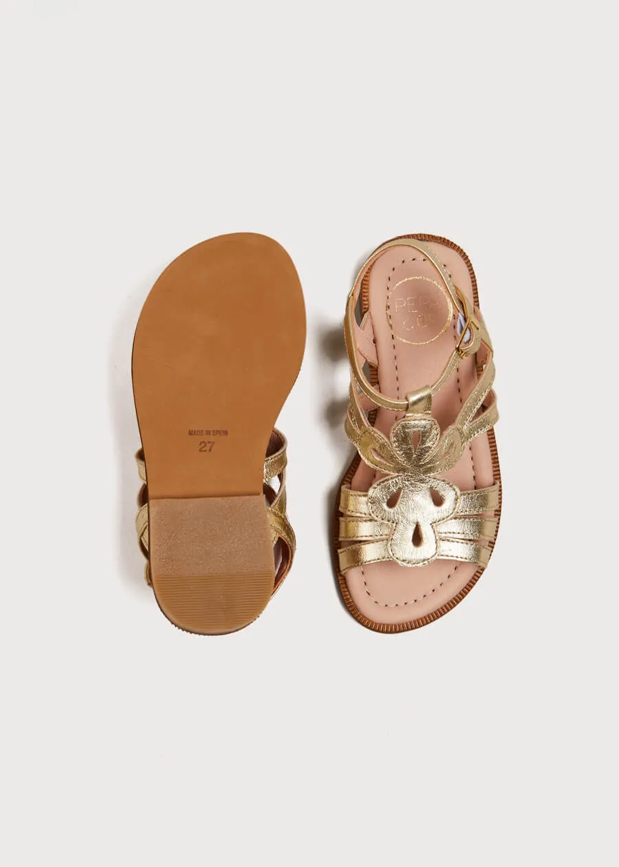 Metallic Strappy Leather Sandals in Gold (24-35EU)