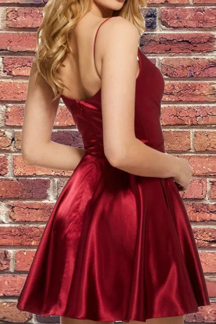 Modest V-neck Sleeveless Ruched Formal Homecoming Party Dress OHM059