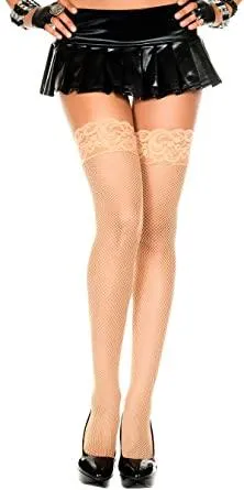 Music Legs Lace Top With Silicone Spandex Fishnet Thigh High ML4992
