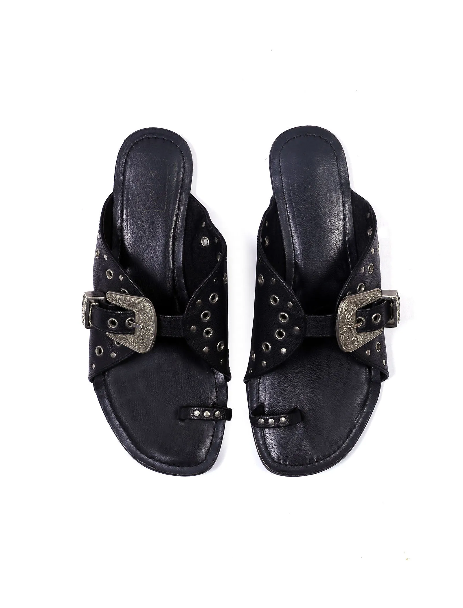 Nadia Black & Silver Studded Flats