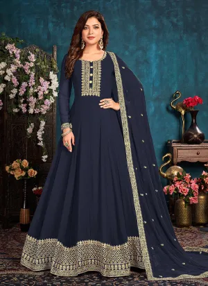 Navy Blue Georgette Anarkali Suit