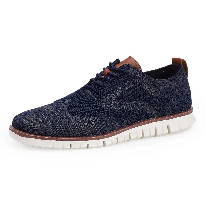 New Casual Knitted Mesh Mens Shoes Solid Shallow Lace Up Lightweight Soft Men Sneakers Shoes Breathable Man Footwear Flats
