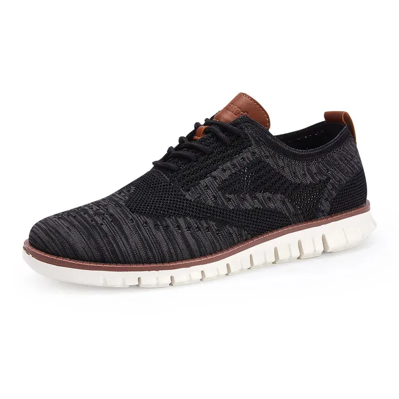 New Casual Knitted Mesh Mens Shoes Solid Shallow Lace Up Lightweight Soft Men Sneakers Shoes Breathable Man Footwear Flats