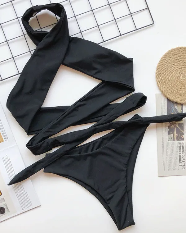 New Halter Lace Up High Waisted Bikini Sets
